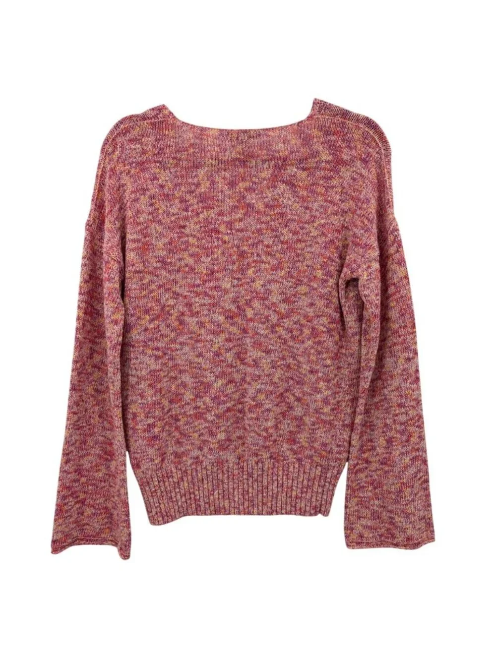 J Crew Marble Knit Sweater V Neck Pullover Bell Sleeve Cottage Casual Y2K Medium